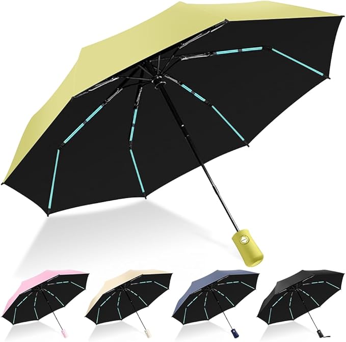 YINBAOGE Compact Travel Umbrella, Automatic Folding Windproof 8 Ribs, Lightweight Small Portable Parasol for Rain & Sun with UV Protection, Fits Car, Backpack, Purse, Men & Women