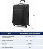 Travelpro Maxlite 5 Softside Expandable Luggage with 4 Spinner Wheels, Lightweight Suitcase, Men and Women, Black, Checked-Medium 25-Inch