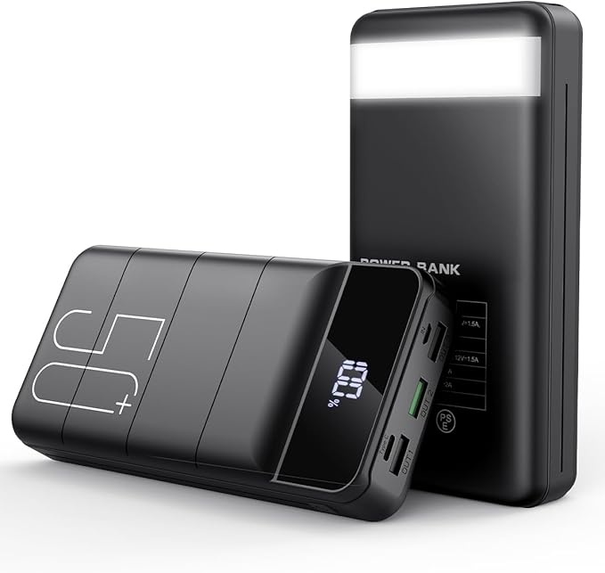 Power Bank Fast Charging 50000mAh - 22.5W Portable Charger USB C Quick Charge with 4 Outputs & 3 Inputs LED Display Huge Capacity External Battery Pack for iPhone, Samsung, iPad etc Black