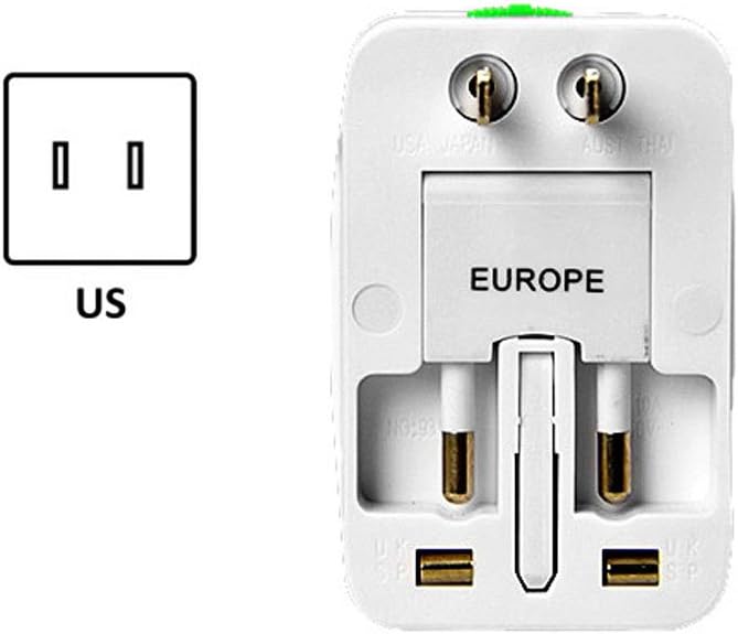 T POWER - Universal World Wide Travel Plug Adapter - White Electronics Worldwide AC Outlet Plugs Adapters for Europe, UK, US, AU, Asia-Blue