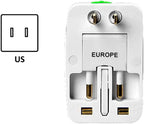 T POWER - Universal World Wide Travel Plug Adapter - White Electronics Worldwide AC Outlet Plugs Adapters for Europe, UK, US, AU, Asia-Blue