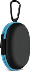 for Earbuds Carrying Case, Small Oval Storage Cases, Tech Pouch, Portable Storage Earbud Pouch Bag for Earbuds, in-Ear Headphones, Earphones, Headsets, Hearing Aids, USB Charging Cable, Blue