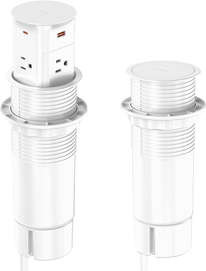 Pop up Outlet for Countertop with PD 20W USB C Fast Charging,3.15" Desk Grommet Power Station,4 Outlets,4 USB,Kitchen Island Pop Up Electrical Outlet, Office Power Supply