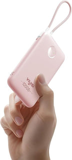 VIYISI Slim Portable Charger Power Bank 10000mAh, PD 20W Fast Charging Compact Battery Pack with Built-in USB C Cable, Travel Essential Compatible with iPhone 17 16 15, Samsung, Android - Pink