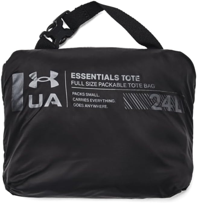 Under Armour Womens Studio Packable Tote Bag, (001) Black / / Metallic Gun Metal, One Size Fits Most
