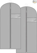 Garment Bags for Hanging Clothes, 45'' Suit Bag Cover for Storage and Travel, Dress Bags for Gowns Long, 2 Pack (Grey)
