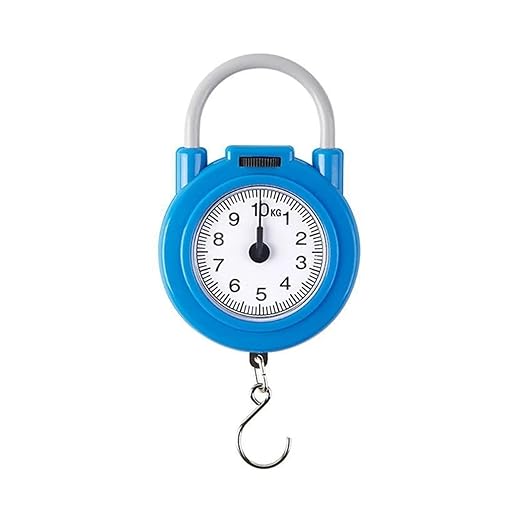 Luggage Weight Scale, 10kg Portable Mechanical Hanging/Fish/Luggage/Kitchen with Hanging Hook Household Multipurpose Scale,for Travel(Blue)
