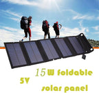 25W Portable Solar Panel Charger Output 15W 5V 1.5A 2USB, Foldable Solar Panel Charger for Laptops Phones,Mini Fans,Ipads,with a USB Extension Cable (Black)