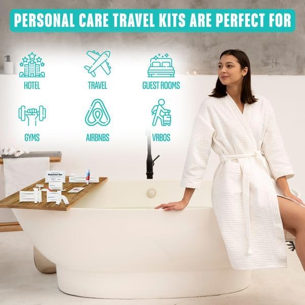 World Amenities Luxury Necessities Mini Travel Size Toiletries Kit |Razor, Shave Cream, Waterproof Shower Cap, Toothbrush, Toothpaste, Sewing Kit, Grooming Vanity Kit