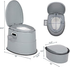 VINGLI Portable Toilet | Indoor Outdoor Commode w/Detachable Inner Bucket & Removable Paper Holder, Lightweight & Compact for Camping, Boat, Van, Emergency Use (Grey)
