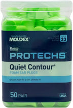 Flents Protechs Foam Ear Plugs, 50 Pair for Sleeping, Snoring, Loud Noise, Traveling, Concerts, Construction, Studying, Work, Shooting, Contour to Ear, NRR 33, Noise Cancelling, Green, Made in the USA
