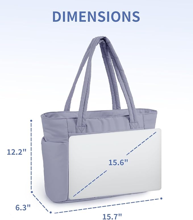 Wandering Nature Puffer Tote Bag with Cup Holder & Laptop Compartment & Trolley Sleeve for Travel, Work, Nurse, Women