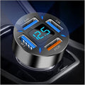 Aokdom 4-in-1 Car Charger 66W Super Fast Charging with USB 2.4A&QC 3.0(Voltmeter&LED Lights) Universal Quick Charge for 12-24V Car Cigarette Lighter Plug(Black-QC/2.4A)