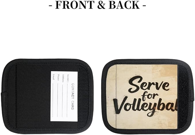 2 Pack Luggage Handle Wrap with Travel Tags - Non-Slip Protective Cover Soft Handle Grips Covers for Suitcase(Vintage Serve for Volleyball)