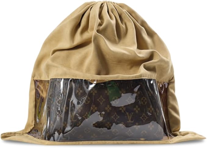 Ouliget Dustproof Drawstring Suede Fabric Bags,Premium Transparent Purse Bags with PVC Clear Window,Handbags Shoe Toy Dust Cover Bags for Storage and Travel