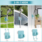Portable Hot Shower for Camping Shower Tent Kit, 1000W Immersion Heater, Rechargeable Camping Shower Pump, Pop Up Shower Tent with 6.6 Gallons Folding Bucket for Adults Outdoor