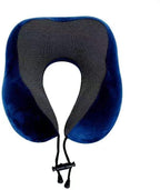 Memory Foam Travel Pillow, Neck Pillow with 360-Degree Head Support, Comfortable and Lightweight, Ideal for Sleeping on Airplane, Car, Train, Bus and Home Use, Comes with Storage Bag (Blue)
