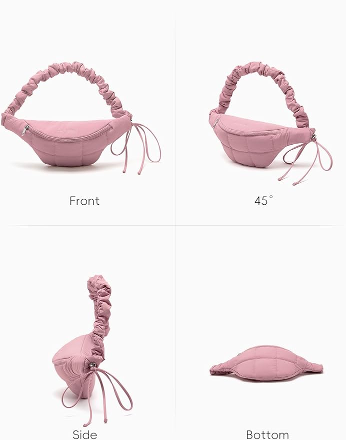 WESTBRONCO Puffer Fanny Packs for Women Small Crossbody Sling Bag, Nylon Quilted Belt Bag for Travel Hiking Running Waist Bag with Adjustable Strap