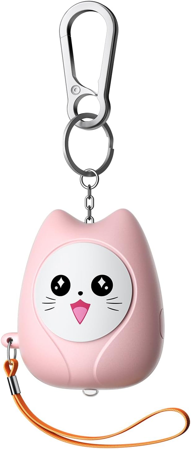 ESSAGER Personal Safety Alarm for Women, 130dB Loud Siren, Replaceable Battery, Built-in LED Light, Portable Keychain & Carabiner. Self Defense Security Alarm for Kids, Seniors(Pink)