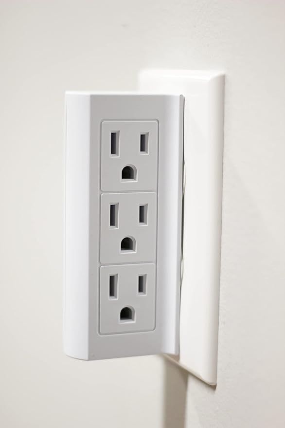 Projectpak 6 Outlet Vertical Extender Wall Tap - Split 2 Outlets Into 6 Grounded with Side Access | 2 Pack