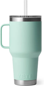 YETI Rambler 35 oz Tumbler with Handle and Straw Lid, Travel Mug Water Tumbler, Vacuum Insulated Cup with Handle, Stainless Steel, Seafoam