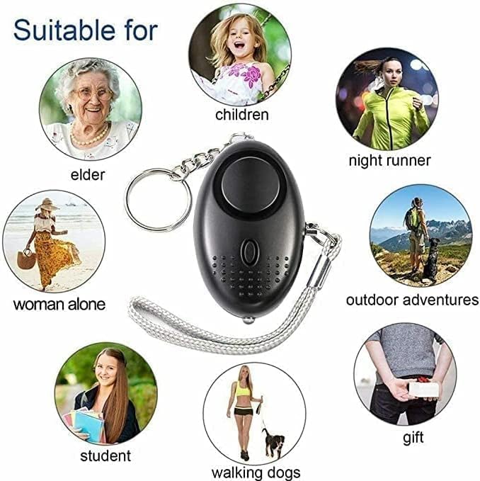 Personal Safety Alarms for Women, Siren,Reusable Police Approved 140DB, Small Personal Security Alarm with LED Light,Torch Keychain for Women, Girls, Children and Elderly.