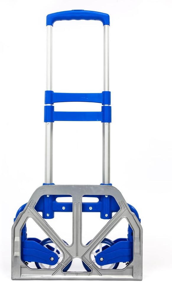 Folding Hand Truck, Dolly Cart with Wheels Foldable, Lightweight Aluminum Luggage Cart Portable Collapsible Trolly for Utility Cart, Hand Trucks for Moving Travel Shopping Airport Office Blue