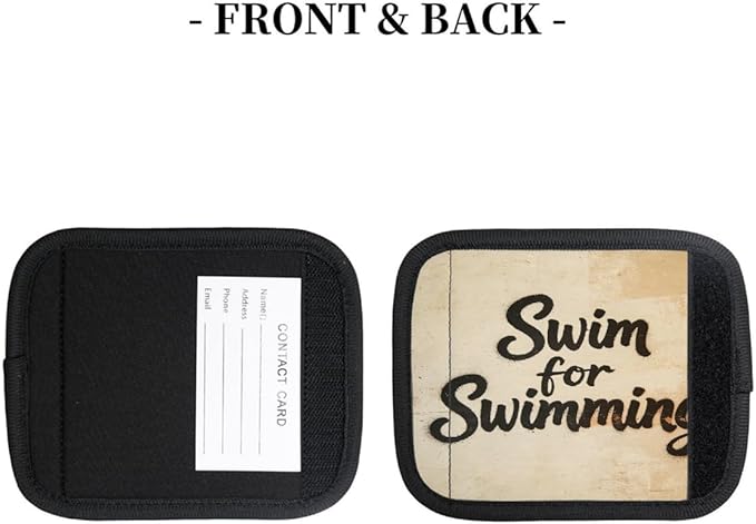 2 Pack Luggage Handle Wrap with Travel Tags - Non-Slip Protective Cover Soft Handle Grips Covers for Suitcase(Vintage Swim for Swimming)