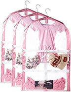 Waterproof Hanging Garment Bag,3 Pack Clear Kids Dance Costume Garment Cover,35 Inch Garment Bags for Hanging Clothes,Garment Bag for Dance Competitions Travel