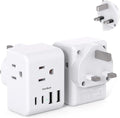 2 Pack US to UK Ireland Travel Plug Adapter, Type G Power Plug Adapter with 3 Outlets 4 USB Ports(2USB C), European Travel Plug Adapter for USA to England London Scotland British Qatar Irish Hongkong