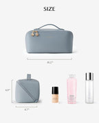 EACHY Travel Makeup Bag, Large Capacity Cosmetic Bag for Women, Waterproof PU Leather, Flat Open Portable Toiletry Bag for Skincare, Brushes & Travel Essentials