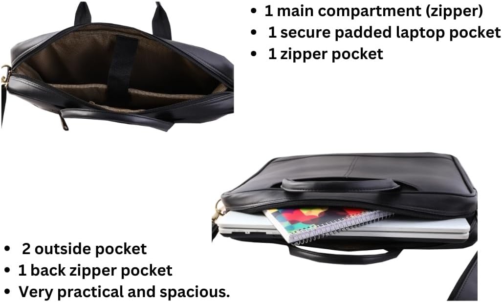 Mysa LIFESTYLE Vegan Leather Messenger Crossbody Shoulder Briefcase Bag for Office Work Fit 14.5" Computer Laptop Men Women