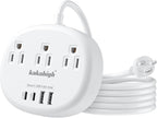 Thailand Power Adapter, Thailand Plug Adapter with 3 American Outlets 4 USB Ports (2 USB-C) Total 24W, Type O Plug Adapter for USA to Thailand, 4FT