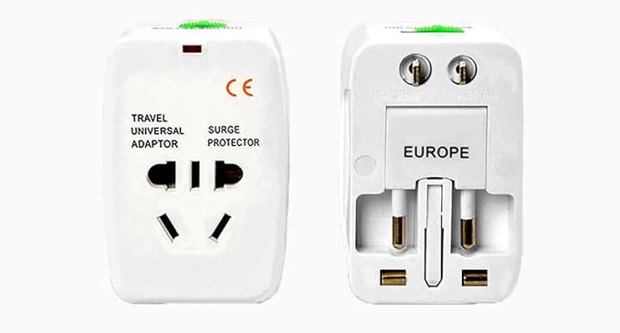 T POWER - Universal World Wide Travel Plug Adapter - White Electronics Worldwide AC Outlet Plugs Adapters for Europe, UK, US, AU, Asia-Blue