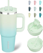 BJPKPK Insulated Tumblers With Handle And Straw 30 oz Stainless Steel Tumbler Cups With Lid,Mint