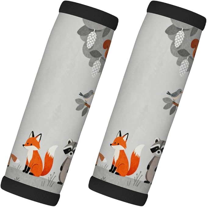 2 Pack Luggage Handle Wrap with Travel Tags - Non-Slip Protective Cover Soft Handle Grips Covers for Suitcase(Cute Forest Animals)