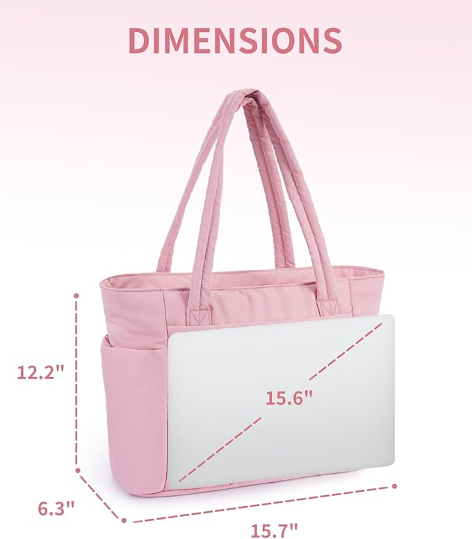 Wandering Nature Puffer Tote Bag with Cup Holder & Laptop Compartment & Trolley Sleeve for Travel, Work, Nurse, Women