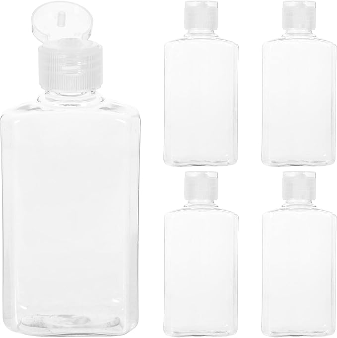 5pcs 100ml Flat Empty Lotion Bottles with Flip Caps, Plastic Travel Squeeze Bottles for Toiletries and Makeup, Refillable Small Travel Containers for Tsa-approved Hand Luggage