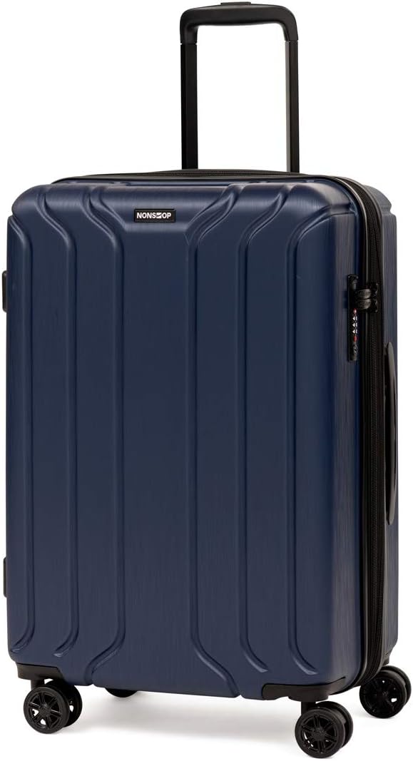 NONSTOP NEW YORK Luggage Expandable Spinner Wheels hard side shell Travel Suitcase Lightweight, TSA Lock, Double USB Port (Navy, 3-Piece Set (20/24/28))