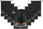 8 Pack Large Shoes Bag, Travek Shoes Bag Organizer for Home, Outdoor, Sports, Golf, Travel, Gem (Black)