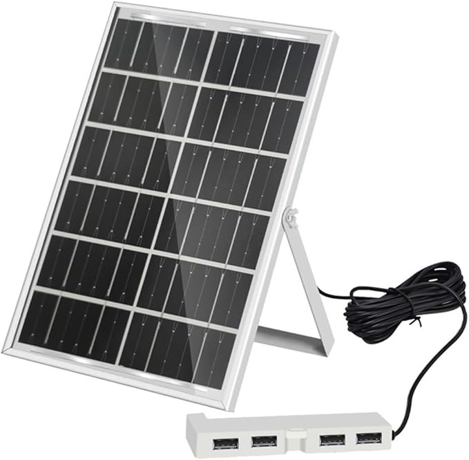 6W 5V Solar Panel USB Charger With 4 USB Ports For Fans And Electronic Devices, Solar Battery Charger Featuring Aluminum Frame For Reliable Charging In Various Conditions