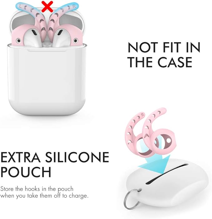 AhaStyle 3 Pairs AirPods Ear Hooks Cover Silicone Accessories Compatible with Apple AirPods and EarPods Headphones(Pink)