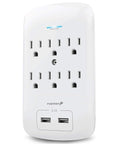Fosmon 6 Outlet Wall Surge Protector Outlet Wall Mount, USB in Wall Charger Surge Protector (1200 Joules), 2 USB ports 3.4A, 1875W, 3-Prong Grounded