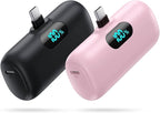 Small Portable Charger for iPhone 17/16/15 Series,5000mAh 3A PD USB C Power Bank,Mini LCD Display Battery Pack for iPhone 17/17Pro/16Plus/16Pro/15Pro Max,Samsung,Android/Moto/LG etc (Pink)