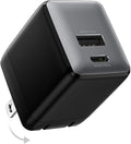 wegear USB C Fast Charging Charger, 30W Dual-Port GaN Nano Charger with Foldable Plug for iPhone 16/15 Series, iPad, Galaxy S24 Ultra and More Series, (Black, 1 Pack)