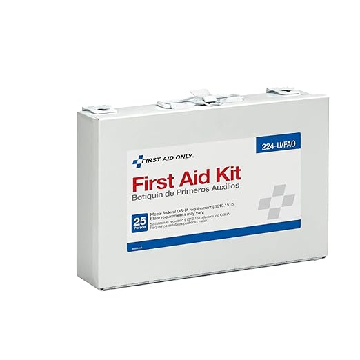 First Aid Only 224-U/FAO OSHA-Compliant 25-Person Emergency First Aid Kit for Office, Home Renovation, Job Sites, and Construction Vehicles, 106 Pieces