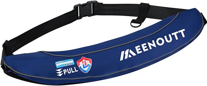 Automatic Inflatable Belt Pack Water Sports Jacket Waist Belt PFD for SUP Paddleboarding Fishing Boating Kayaking（fit 80-330 lbs） (Blue)