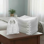 Clear LDPE Drawstring Bags (250 Pack) (13.75" x 17.5") 2 Mil Disposable Transparent Plastic with Double Cotton White Strings. Shoe Bags for Travel Large Storage Organizers Pouch (250)