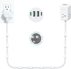 TROND Electrical Outlet Extender 360° Rotating Plug with 20W USB C, 6ft Short Extension Cord, Wall Plug Adapter with 3 AC Outlets, Access Hard-to-Reach Outlets Use Behind Couches, Desk, White