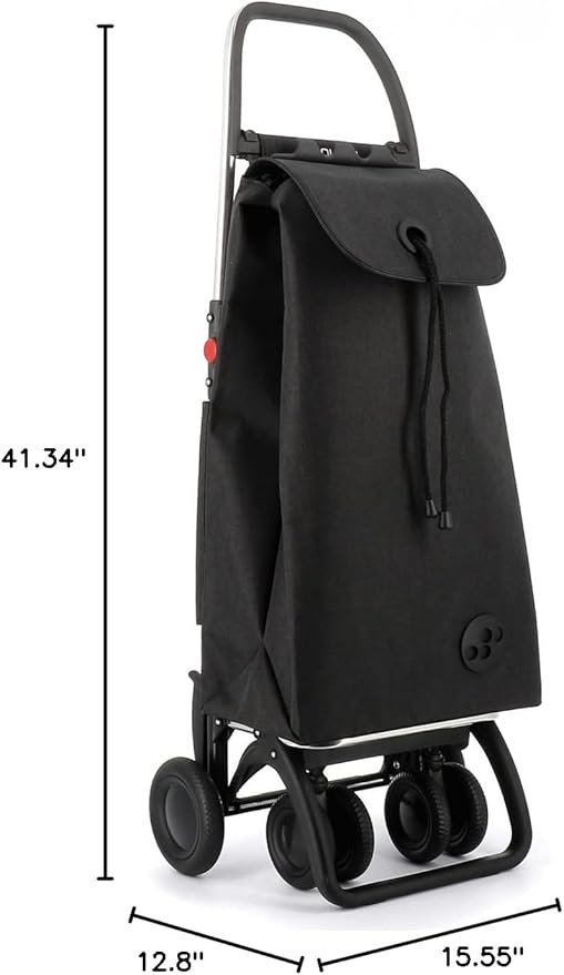 ROLSER I-Max Tweed 4 Wheel 2 Swivelling Foldable Shopping Trolley - Black